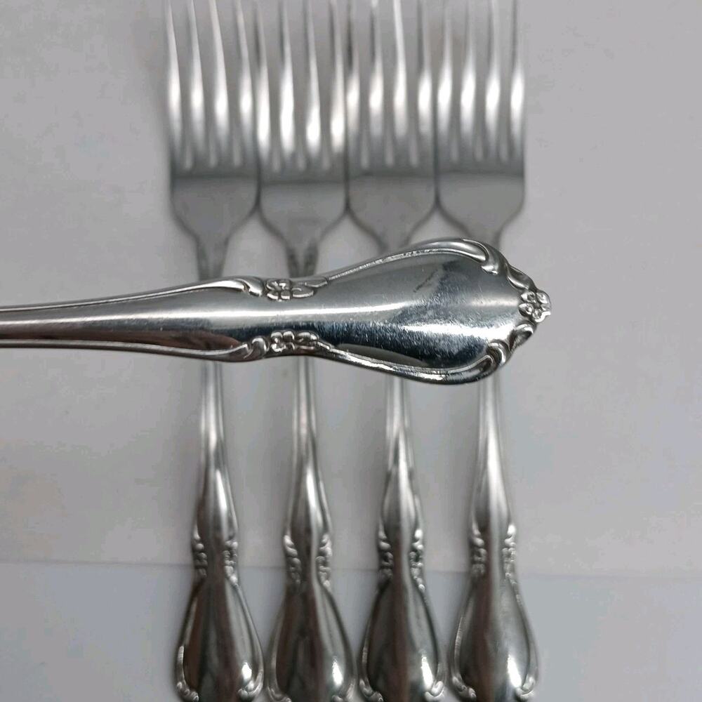 5X DF Oneida CHATEAU Stainless Flatware Dinner Forks Glossy USA